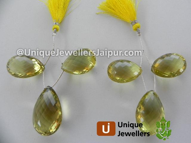 Lemon Quartz Faceted Pear